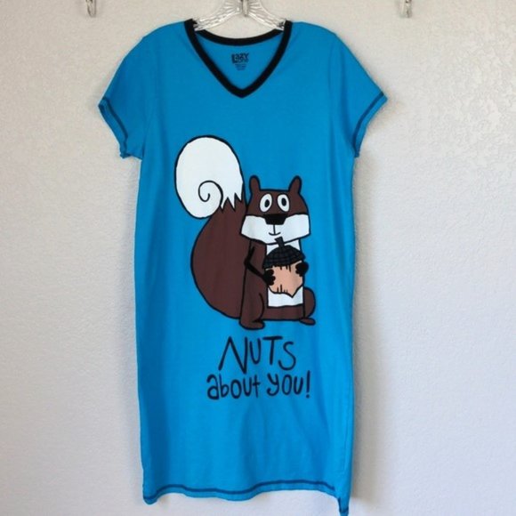 Lazy One Size S/M  Sheep Shirt  Pj'sBlue Nuts About You - Picture 1 of 4
